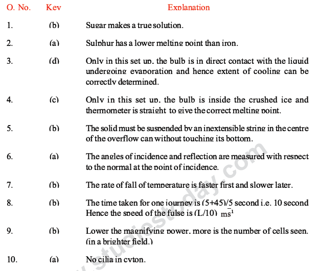 CBSE Class 10 Science MCQs Set 1, Multiple Choice Questions